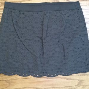 J crew cotton gray eyelet lace mini skirt Sz 10